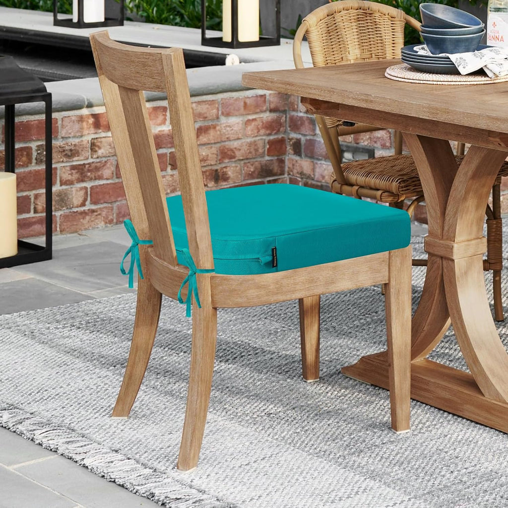 idee-home Outdoor Chair Cushions Set of 4, Thick 17" x 17" x 3" Patio Chair Cushions for Outdoor Furniture Waterproof with Ties, Seat Cushion, Patio Chair Pads Dining Chair Blue