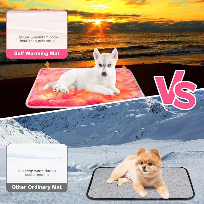 4 Pack Self Heating Cat Bed Cat Self Warming Pad with Removable Cover Extra Warm Thermal Pet Pad Washable Pet Crate Mat Anti Slip Kennel for Indoor Outdoor Pets(Tie Dye,20 x 28 Inches)