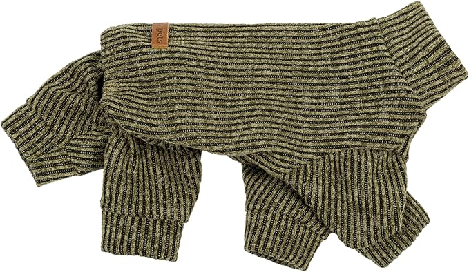 Fitwarm Mock Neck Knited Dog Pajamas, Warm Winter Clothes for Small Dogs Boy Girl, Pet Apparel, Olive Green, Small