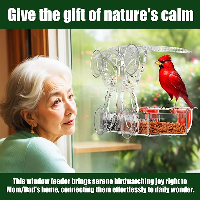 Clear Window Bird feeders with Strong Suction Cups,Butterfly-Shaped Acrylic Window Mount Bird Water feeders for Outdoors Squirrel Proof,Window Bird feeders for Viewing Cats House Gift,Garden Decor;