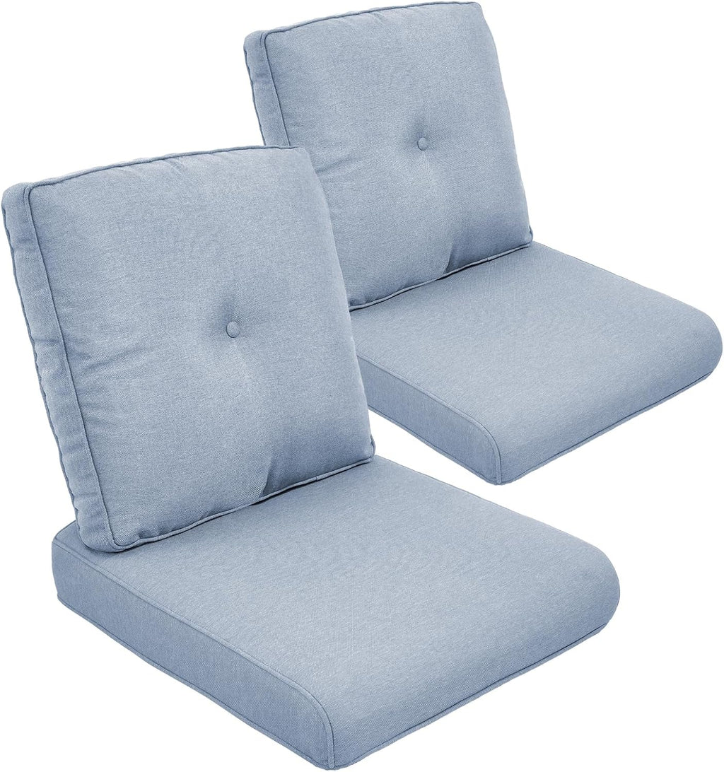 Outdoor Chair Cushion Set of 2, Waterproof Outdoor Seat Cushions 25x22 , Patio Chair Cushions for Outdoor Furniture, Couch Cushion Replacement, Include 2 Back & 2 Seat Cushions, Button/BabyBlue