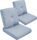 Outdoor Chair Cushion Set of 2, Waterproof Outdoor Seat Cushions 25x22 , Patio Chair Cushions for Outdoor Furniture, Couch Cushion Replacement, Include 2 Back & 2 Seat Cushions, Button/BabyBlue