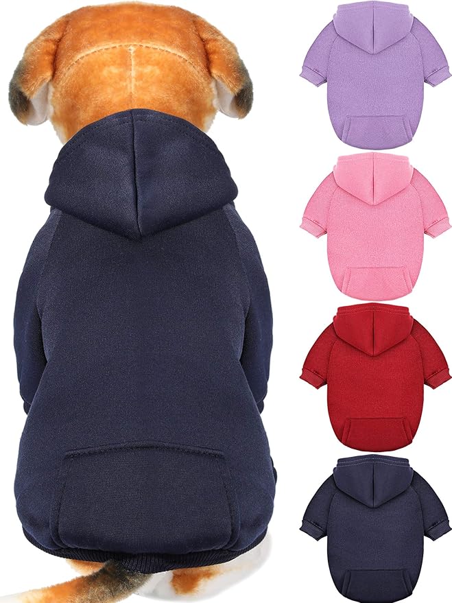 Syhood 4-Piece Small Dog Sweater Set - Dog Hoodie Clothes with Hat for Small Dogs, Chihuahua, Winter Warm Hoodies & Coat with Pocket