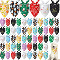 Weewooday 50 Pcs Holiday Dog Bandanas Bulk Dog Bandanas for Fall Autumn Halloween Christmas Soft Bibs Adjustable Triangle Bandana for Small Medium Large Costume (25.6 x 17.7 x 17.7 Inch)