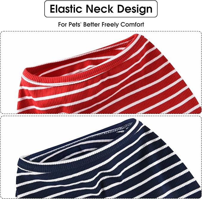Koneseve Dog Shirt Vest Lightweight Stretchy Dog T-Shirts Soft Cool Shirts Sleeveless Stripe Vests Breathable Clothes for Puppy Kitty Cat Small Medium Large Dogs 2 Pack Red + Blue [M/Medium]