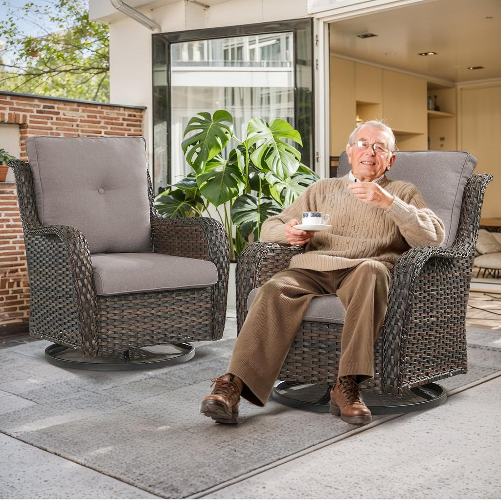 Outdoor Chair Cushions for Patio Furniture - 1 Pack Outside High Back Thick Water-Resistant Cushion 22x24 with Zipper Cover for Wicker Glider Rocking Chairs Loveseat Couch – Grey/Buckle