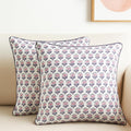 SheetKart Pure Cotton Throw Pillow Covers - Set of 2 - Hand Block Pure Cotton Printed Boho Decorative Pillow Covers - Cushion Covers for Living Room, Bohemian Theme, 18 x 18 Inches, Lavender Whisper