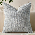 Decorative Couch Throw Pillow Covers 22x22 Blue Striped Soft Wool Pillow Covers Neutral Textured Boho Cushion Covers for Modern Farmhouse Sofa Bedroom Living Room Decor SY011-C22