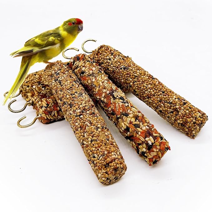 6PCS Parakeet Treat,Natural Parrots Treat Sticks,Vegetable & Grain Style Sticks,Bird Treats for Cockatiel Budgies Lovebirds Myna Canary Conure Finches