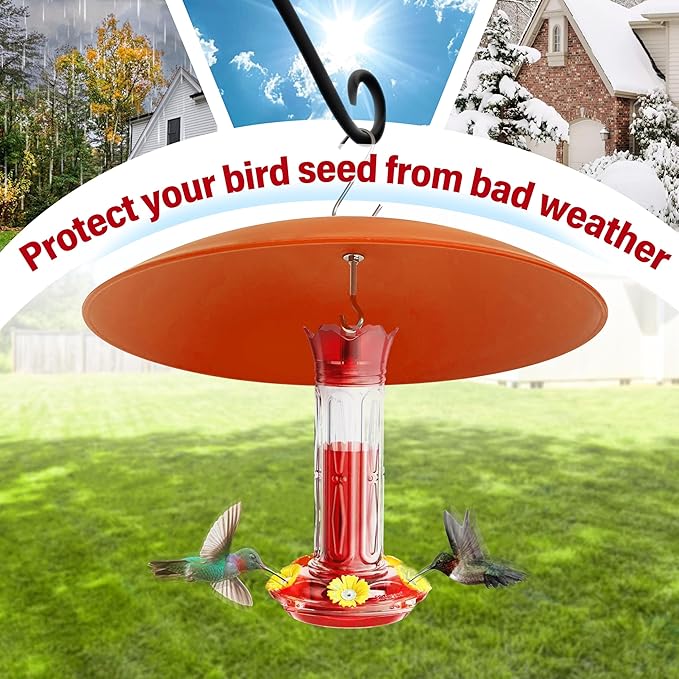 13" Hummingbird Feeder Shade Cover,Bird Feeders Dome Rain Cover,Hummingbird Umbrella for Shepherd's Hook Outdoors (Terracotta), 4 Pack