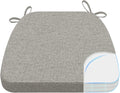 AAAAAcessories D-Shaped Chair Cushions, 2" Thick Dining Chair Pads with Ties and Removable, Machine-Washable Cover, 17" x 16", Khaki Gray