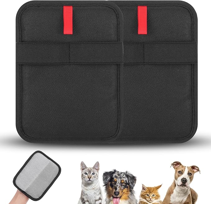 2 Pcs Pet Hair Removal Gloves Brush Double Sided Reusable Electrostatic Static Cat Hair Remover Glove for Dog Cat Grooming Fur Remover Mitt Tool for Clothing Couch Carpet Car Seat