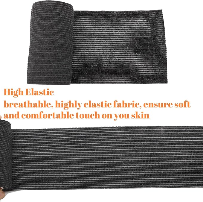 24 Rolls Self Adhesive Bandage Wrap, Vet Wrap 4 Inch for Horses Dogs Wounds Care Dressings, Elastic Self Stick Cohesive Bandage Wrap, Wrist, Sports, Ankle Tape Leg Wraps Black