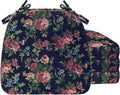AAAAAcessories D-Shaped Chair Cushions, 2" Thick Dining Chair Pads with Ties and Removable, Machine-Washable Cover, 17" x 16", Set of 4, Night-Blooming Blossoms
