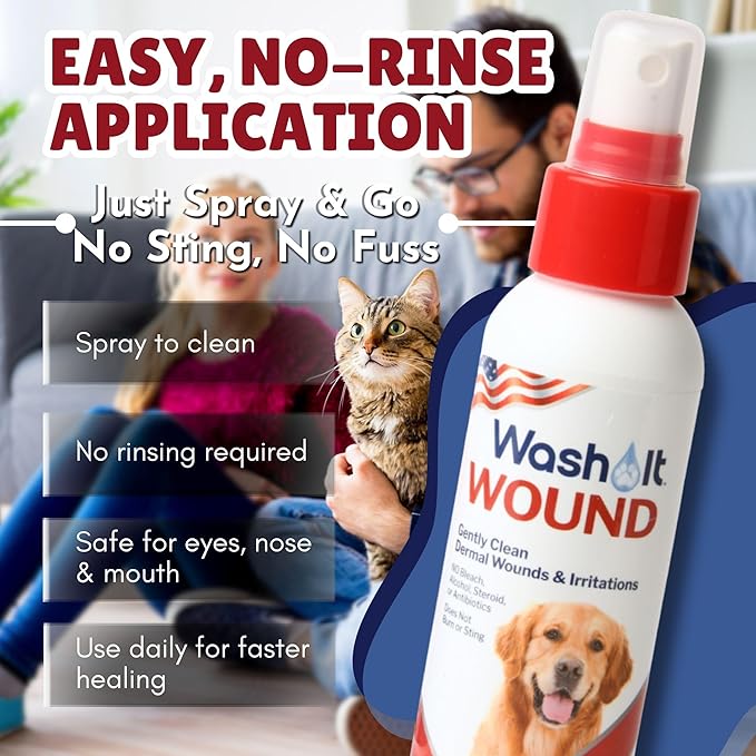 Dog Wound Care Gel & Wash Duo Pack | Styptic Powder Alternative for Dogs & Cats - Quick Stop Bleeding for Cuts (15ml) | Wash It Wound Wash for Dogs & All Pets/Animals to Gently Cleanse Wounds (4oz)