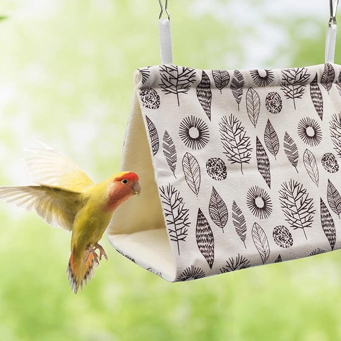 Dnoifne 2 Pack Hanging Winter Warm Bird Bed, Nest House, Hammock House - Plush Snuggle Hideaway Cave Bed Tent for Hamsters, Budgies, Parakeets, Cockatiels, Lovebirds, Parrots