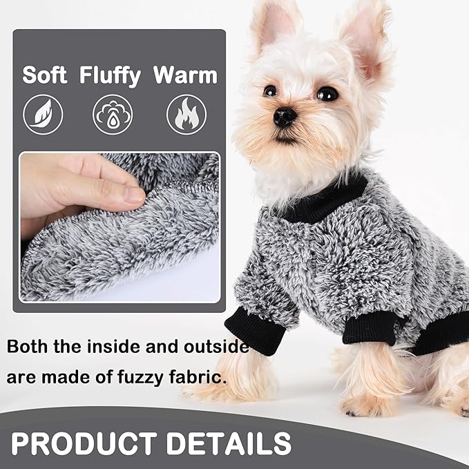 XS Dog Sweater Small Pet Clothes Soft Thickening Warm Pup Dogs T-Shirt Winter Puppy for Male Female Chihuahua (XS, Black)