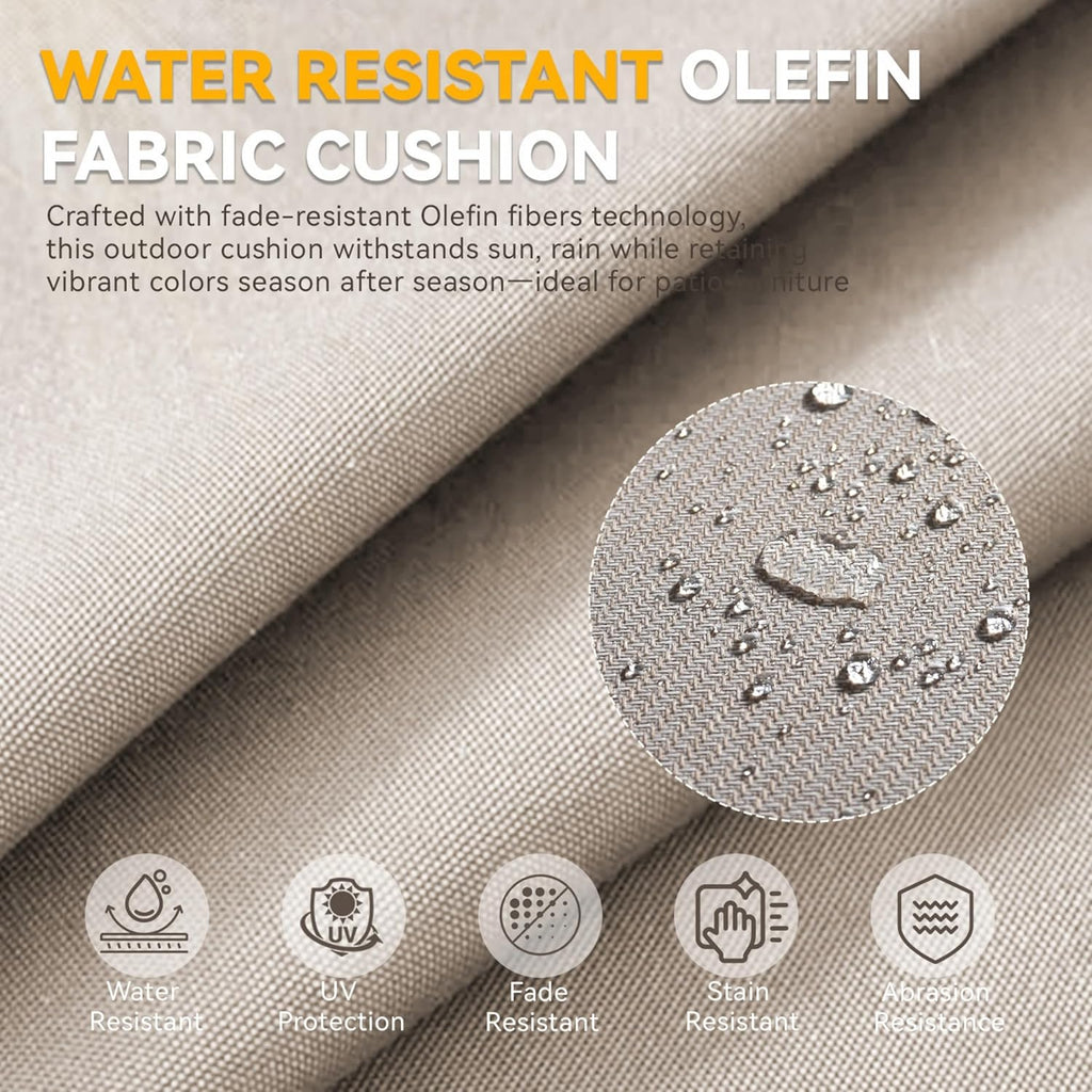 Outdoor Cushion Set for Furniture Patio Furniture, UV Resistant, Water Resistant - 6 Inch Thick Foam Garden Cushions– 24x24 Inch Patio Seat Covers for Chair/Sofa/Couch | Beige | 11-Pack |