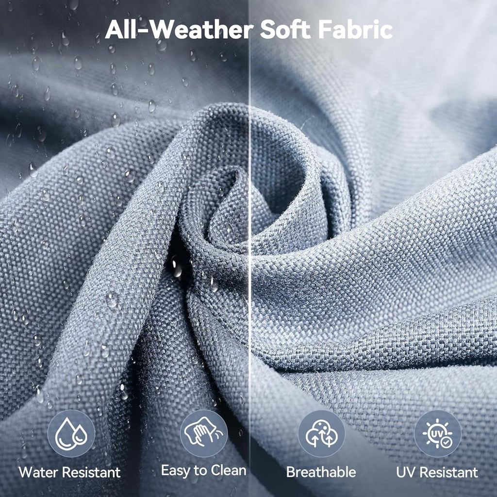 6" Thick Outdoor Cushions 24x24x6, 10-Set Deep Seat Patio Cushions with Removable Cover, Waterproof & Fade Resistant Replacement for Wicker Chair, Loveseat, Sofa - Baby Blue