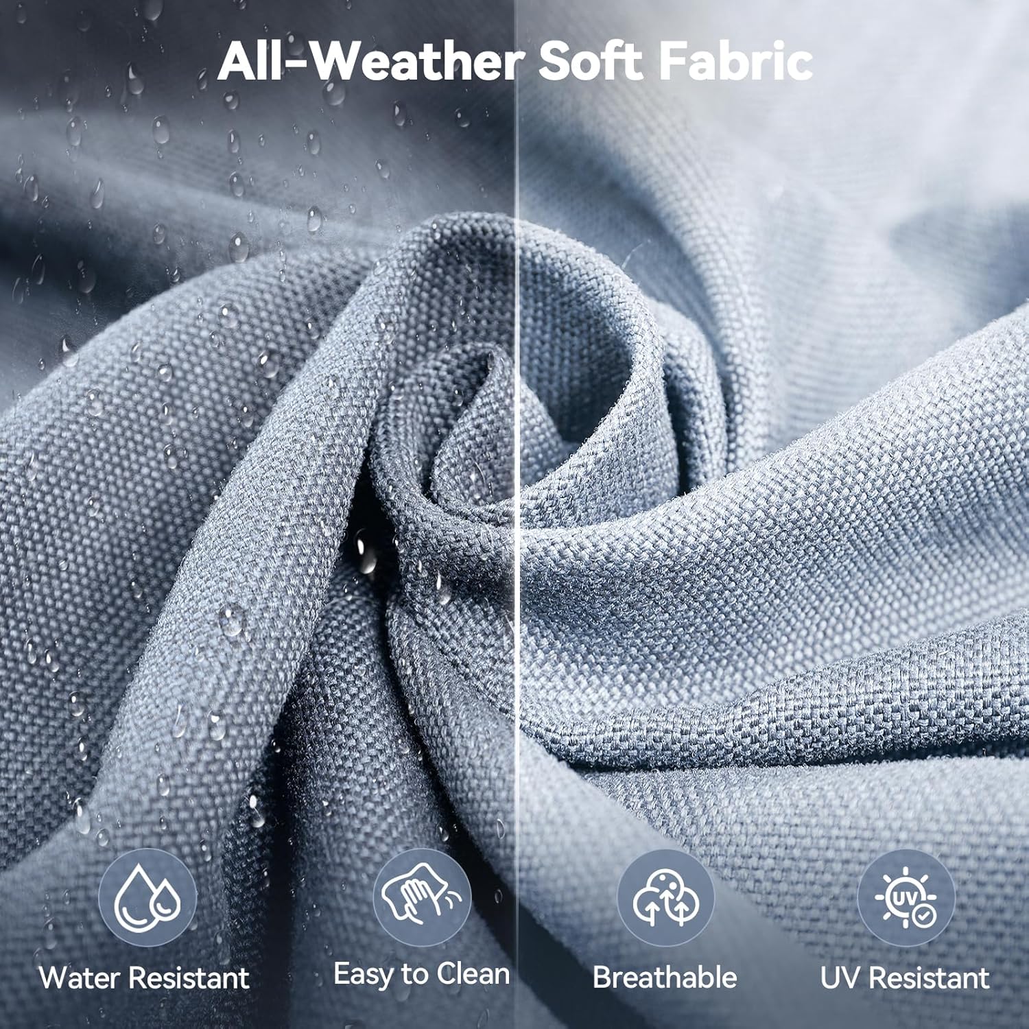 6" Thick Outdoor Cushions 24x24x6, 9-Set Deep Seat Patio Cushions with Removable Cover, Waterproof & Fade Resistant Replacement for Wicker Chair, Loveseat, Sofa - Baby Blue