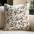 Alerfa Beige Floral Throw Pillow Cover 20 x 20 Inch Sqaure Luxury Decorative Pillow Cover for Couch Living Room Bedroom