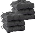 Chair Cushions for Dining Chairs, Seat Cushions for Kitchen Chairs, Indoor Seat Cushions with Ties, Tufted Foam Chair Pads, Non Slip Chair Cushions Set of 6, 15.5" x 15.5" x 4", Dark Grey