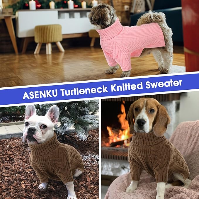 ASENKU XXL Dog Sweater, Dog Sweaters for Extra Large Dogs,Pet Sweatshirt Apparel Turtleneck Pullover Winter Dog Outfits for Pitbull, Labrador Retriever(Pink, 2XL)