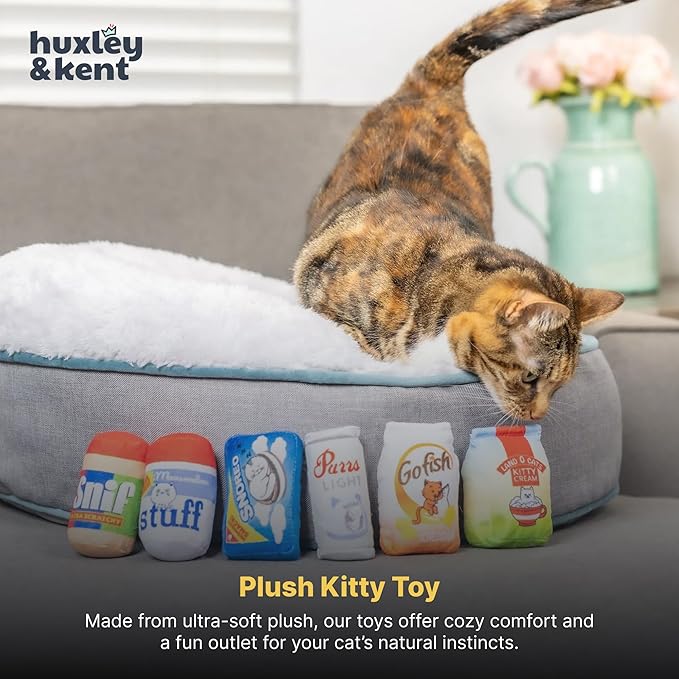 Huxley & Kent Plush Cat Toy - Interactive Catnip Toy for Cats & Kittens - Soft with Crinkle & Catnip - Fun Indoor Play - Snoreo Cookies