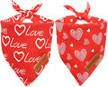 Realeaf Valentines Day Dog Bandanas 2 Pack, Reversible Love Pet Scarf for Boy and Girl, Premium Durable Fabric, Heart Bandana for Small Medium Dogs (Small)