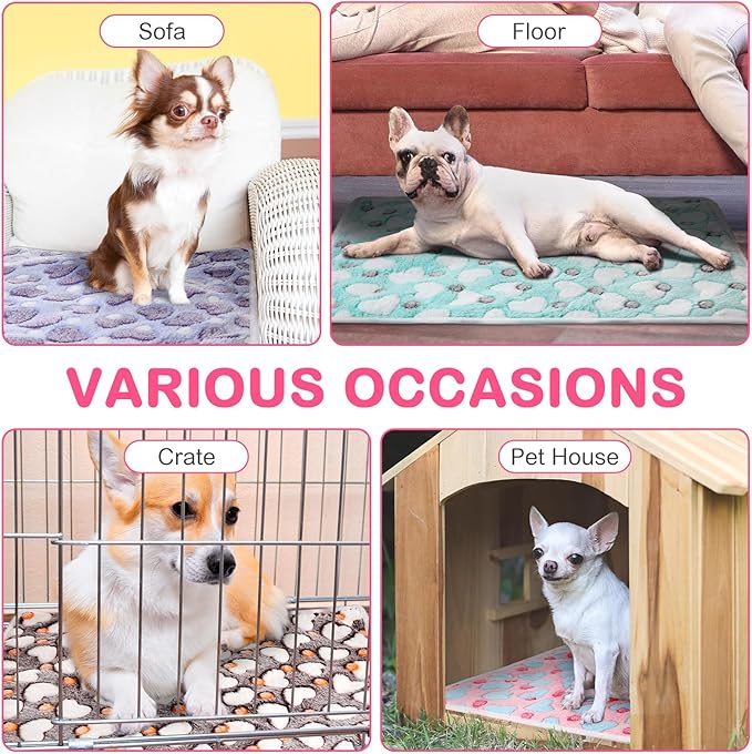 4 Pack Self Heating Cat Bed Cat Self Warming Pad with Removable Cover Extra Warm Thermal Pet Pad Washable Pet Crate Mat Anti Slip Kennel for Indoor Outdoor Pets(Heart,20 x 28 Inches)