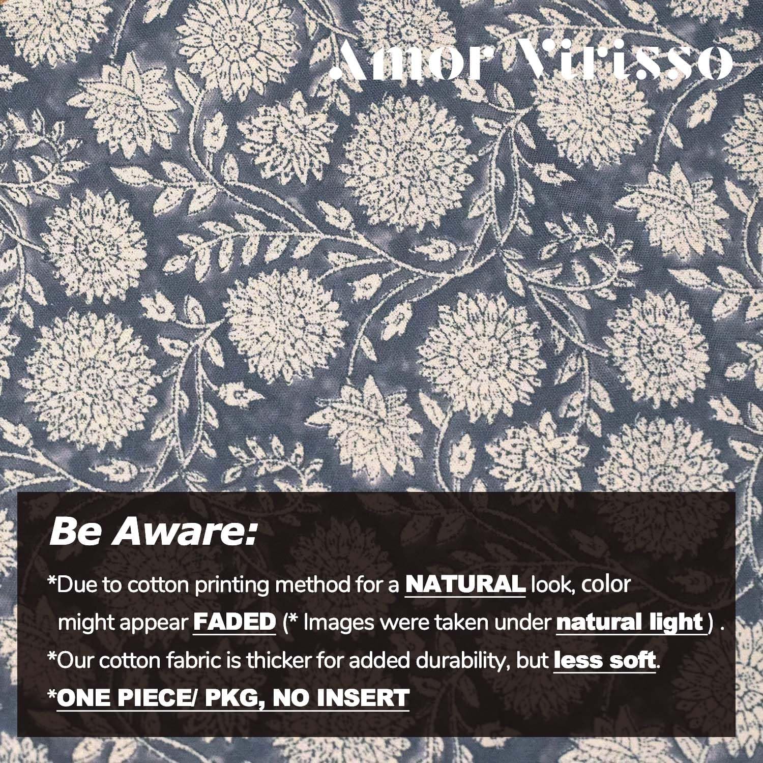 Amor Virisso Floral Pillow Covers 20x20 Throw Pillow Covers Vintage Block Print Pillow Cover Neutral Couch Pillows for Living Room Farmhouse Decorative Accent Sofa Pillows, Dusty Blue