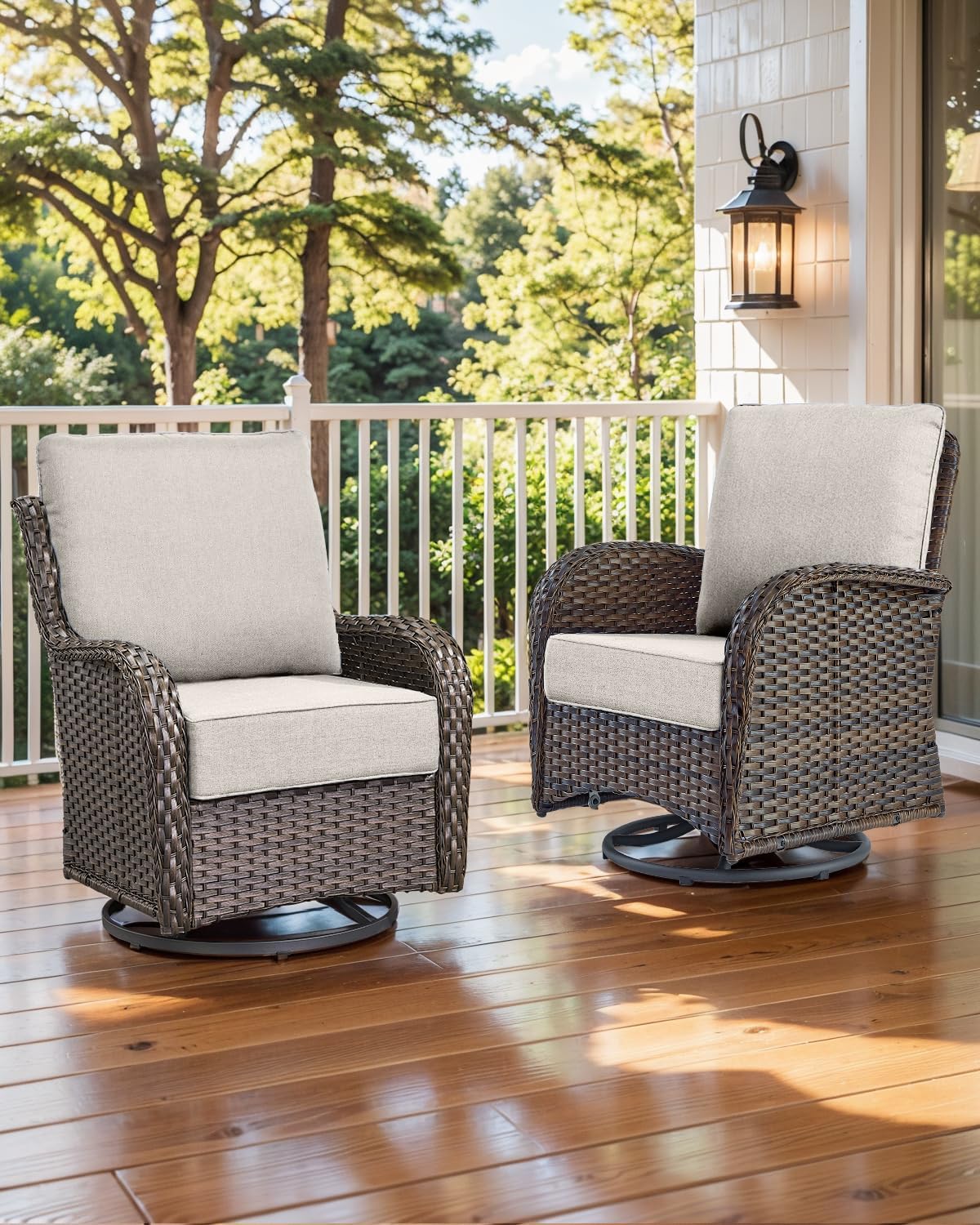 Luxury 22x24/22x25 6-Inch Outdoor Cushions - Water Resistant 1 Set Zippered Patio Chair Back&Seat Cushion for Wicker Dining Rocking Swivel Chairs Loveseat Couch Sectional Sofa - Beige