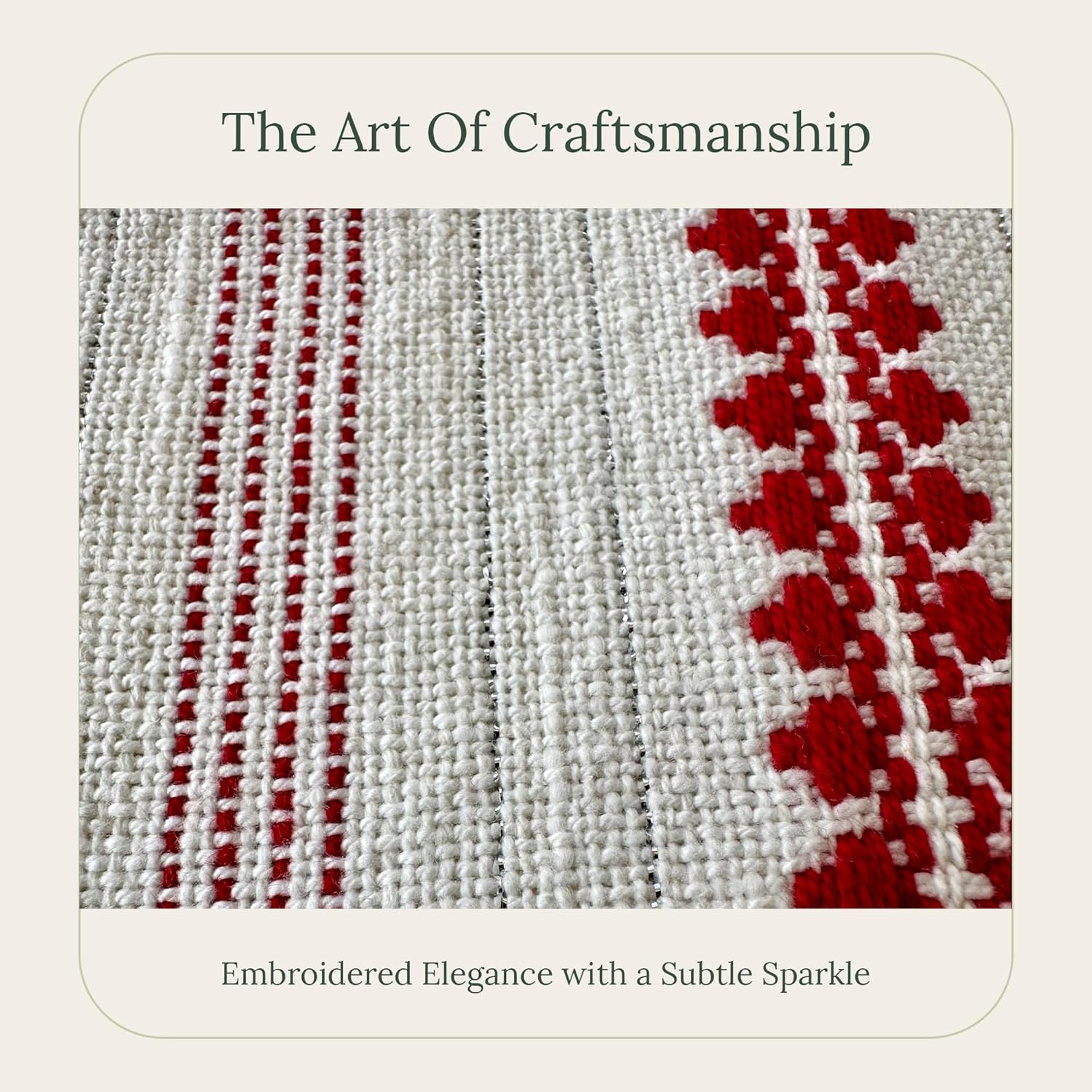 SanVia Winterberry Premium Cotton Throw Pillow Covers,20x20 inch,Red White Shimmer Stripe,Luxury Holiday Themed Handwoven Couch Pillow Covers,Hidden Zipper,Home Décor Cushion Cover,Insert Not Included