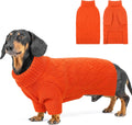 SUNFURA Small Dog Sweater, Turtleneck Dog Sweater for Cold Weather, Puppy Knitwear Pullover for Christmas Thanksgiving, Pet Winter Knitted Sweatshirt for Pug Dachshund, Orange S