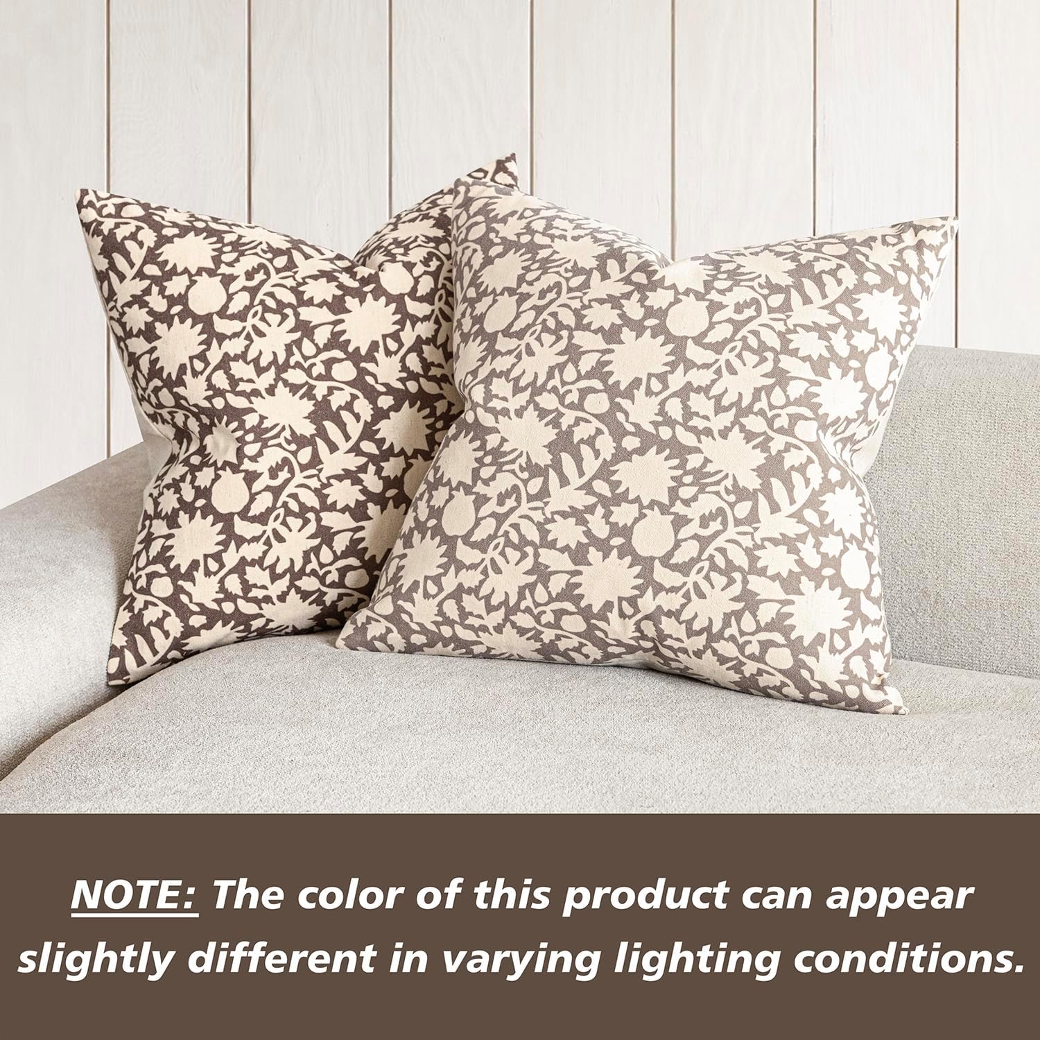 Foindtower Set of 2 Decorative Neutral Floral Throw Pillow Covers Accent Farmhouse Cushion Covers Boho Vintage Pillowcase for Couch Sofa Bedroom Living Room Home Decor,18×18 Inch,Brown