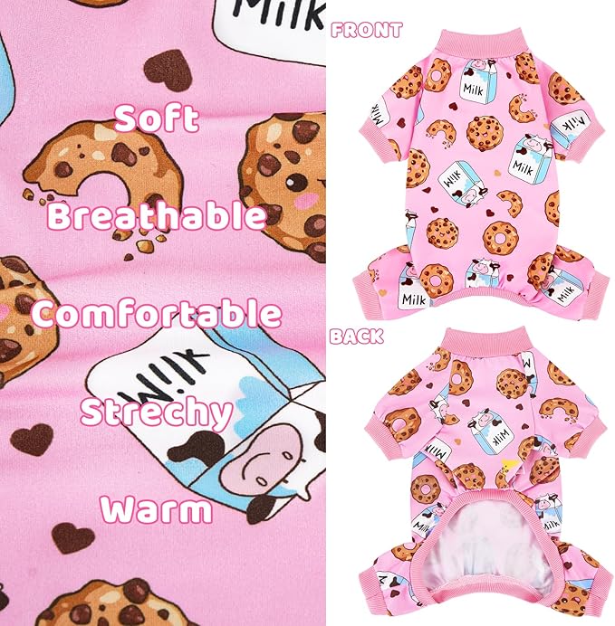 XPUDAC 4 Pieces Dog Pajamas Soft Strechy Puppy Onesies Pet Clothes for Small Medium Dogs Boy Girl Cat Pet Outfit, 153-XL