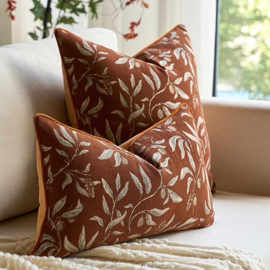 Alerfa Orange Floral Throw Pillow Cover 12 x 20 Inch Rectange Luxury Decorative Lumbar Pillow Cover for Couch Living Room Bedroom