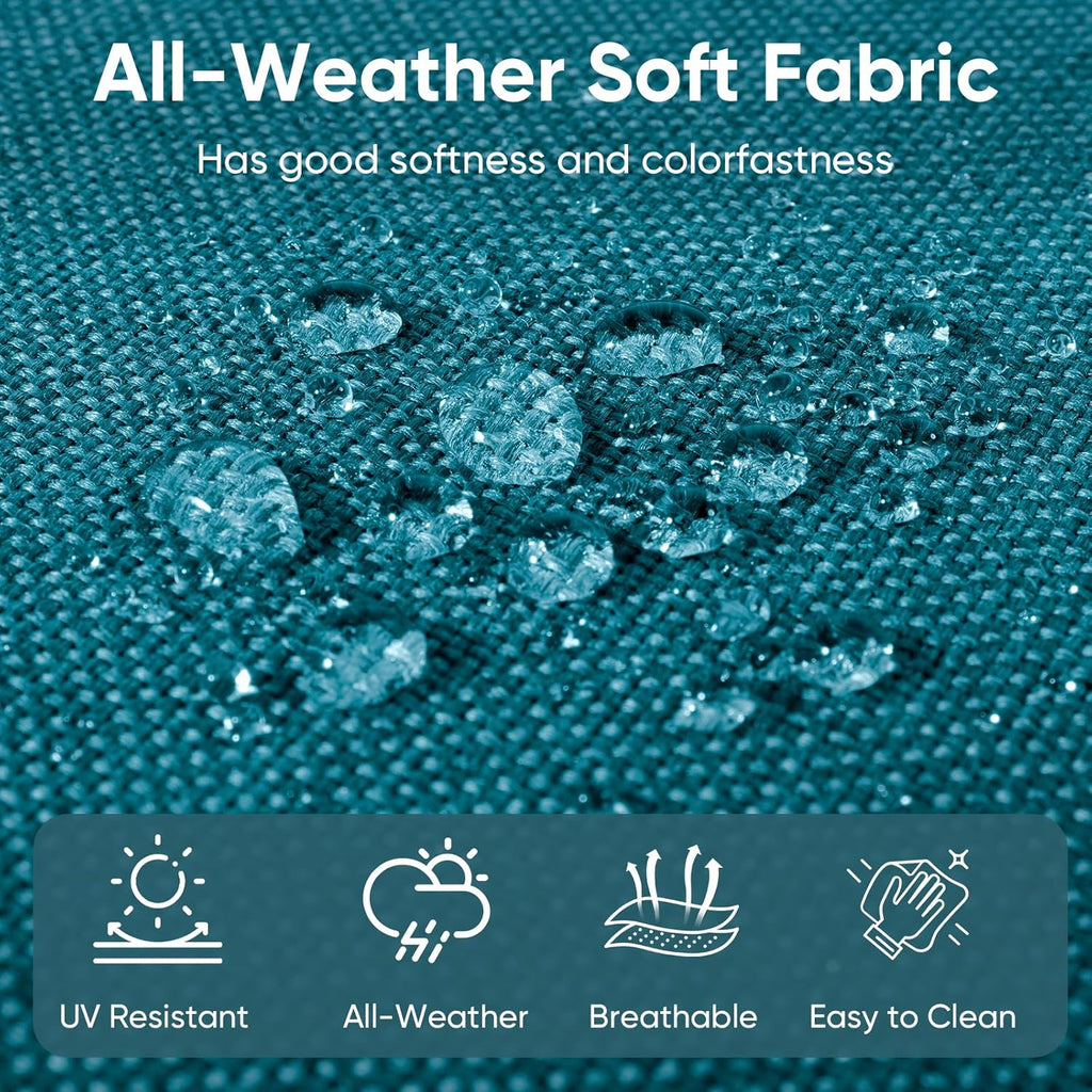 Patio Chair Cushions 4 Packs - Outside High Back Thick Water-Resistant Cushion 22x24 with Zipper Cover for Outdoor Glider Rocking Chairs Loveseat Couch – Peacock Green/Buckle