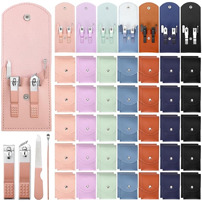 70 Set Manicure Set Bulk Professional Nail Care Kit Nail Clippers Kit Stainless Steel Pedicure Set with Travel Case Multicolor Portable Grooming Kits Gifts for Men Women (4 in 1,2.7x3.75'')