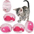 Jecery 5 Pcs Cat Spring Balls Stretchable Springs Toys Rolling Balls Colorful Playful Coils Interactive Spring Action Toy Caged Rats for Kitten Cat Pet Supplies Indoor (Mouse,Pink)