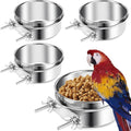 ToLanbbt 4 Pcs Stainless Steel Bird Food Bowls Water with Double Screws and Clamp Holders, Parrot Feeding Dish Cups Parrot Cage Coop Feeders for Cockatiel Conure Budgie Parakeet Macaw Small Animal, M
