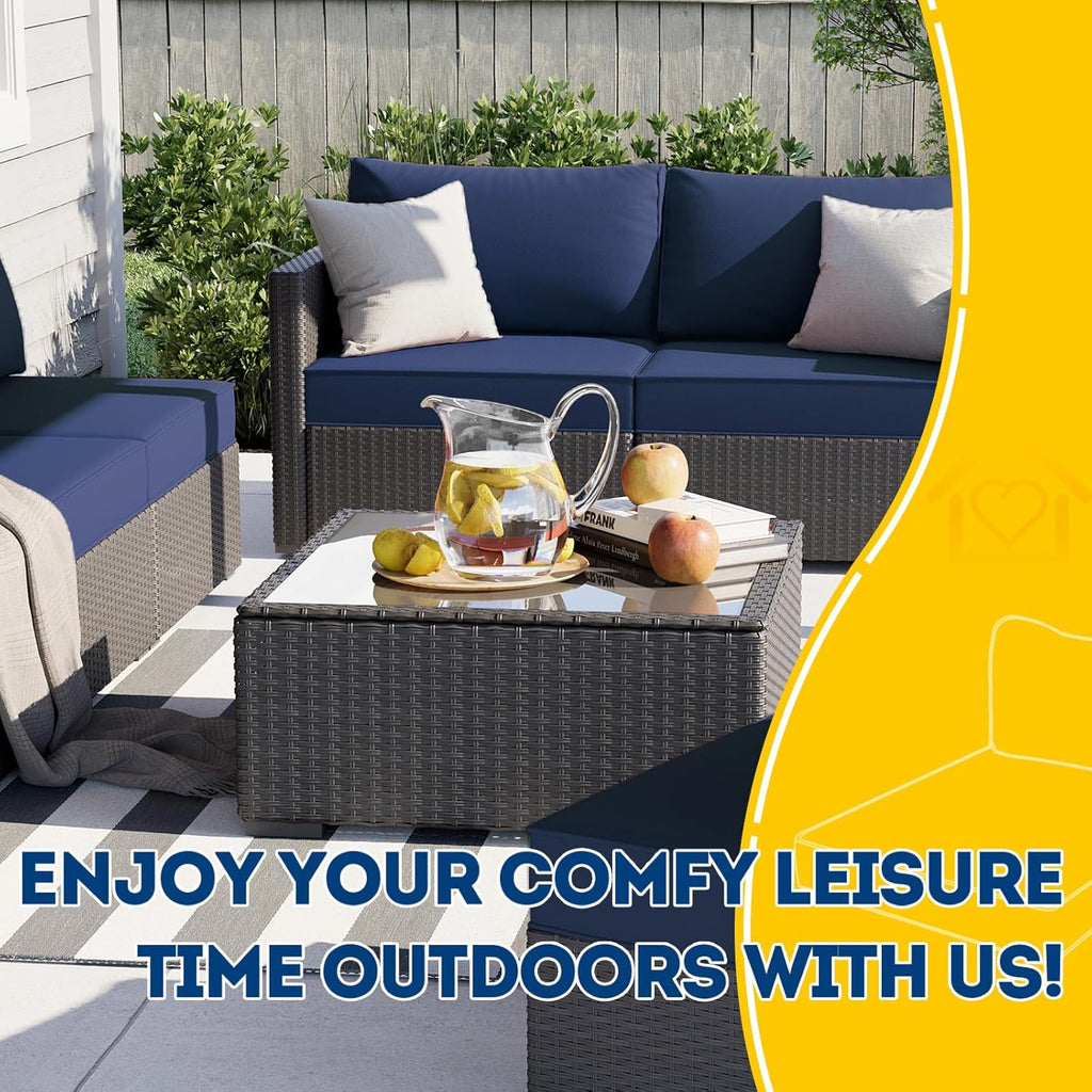 AAAAAcessories Outdoor Deep Seat Cushions, Waterproof, Fade-Resistant Patio Furniture Replacement Cushions, 24" x 24" x 5" + 24" x 13.5", Navy Blue