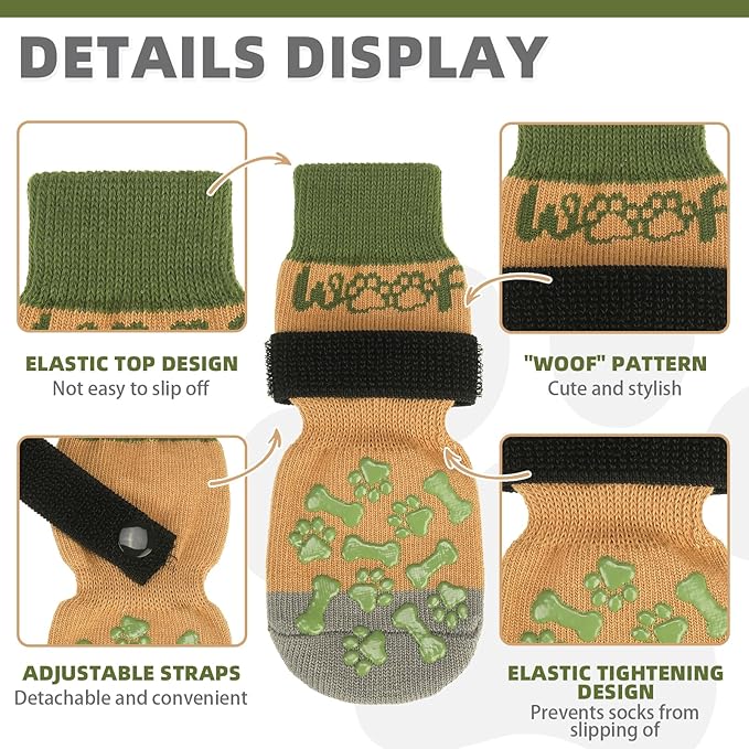 KOOLTAIL Dog Socks for Hot/Cold Pavement to Prevent Licking Paws,Dog Boots&Paw Protector for Hardwood Floors Anti Slip,Traction Control No Twist Grip Booties for Small Medium Large Senior Dogs