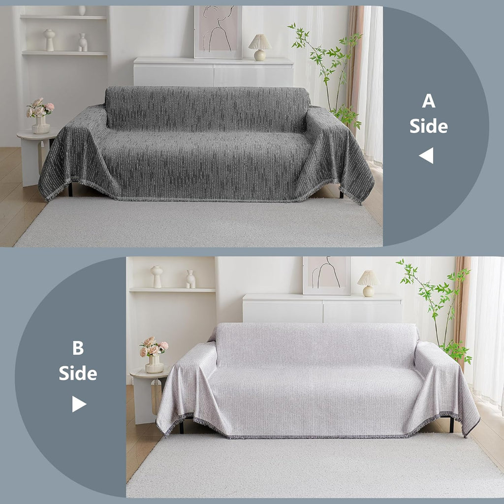 MYSKY HOME Couch Covers for Sofa, Dog Couch Cover Protector, Dark Grey Lines Sofa Covers for Sectional L Shape, Pets Couch Throw Cover Washable Durable Large Couch Cover for Dogs, Cats, 71" X118"