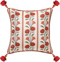 Vintage Square Throw Pillow Covers,Red Cozy Velvet with Leaves and Floral Pattern Pillowcases,Decoration Pillows Cushion Covers for Living Room Couch Sofa Bed Car Chair,18"x18"