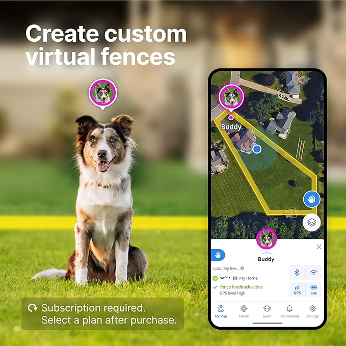 Halo Collar 4, GPS Wireless Dog Fence & Dog Training Collar with GPS Tracker, Subscription Required, Waterproof, Sunburst, One Size