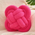 Xiashrk Knot Pillow Ball, 12" Soft Decorative Throw Pillows for Couch Bed, Rose Red Knotted Plush Throw Pillow Handmade Square Cushion Home Couch Decor Pillows for Living Room