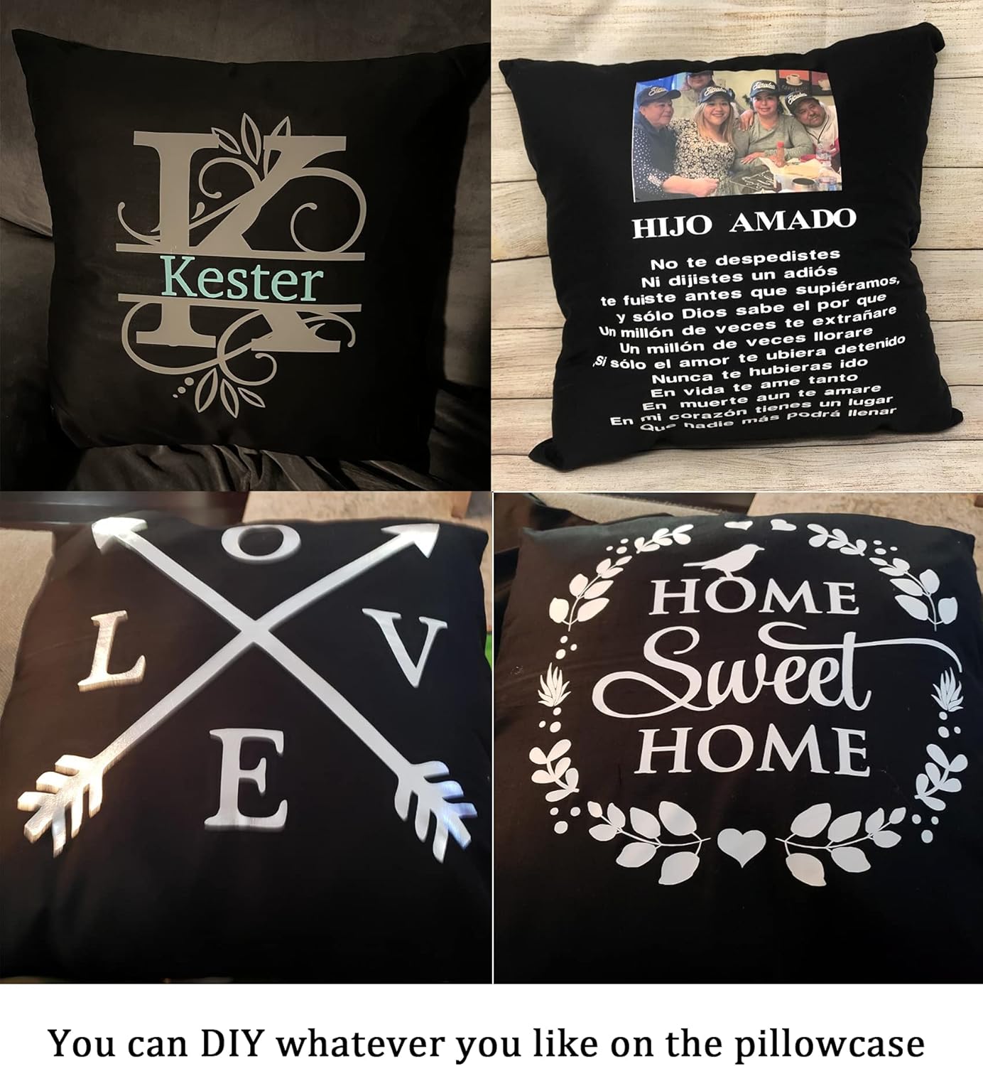 Thmyo 4-Pack 100% Cotton Comfortable Solid Decorative Throw Pillow Case Square Cushion Cover Pillowcase Sublimation Blank Pillow Covers Halloween DIY Throw Pillowcase for Sofa(26x26inch/66x66cm,Black)