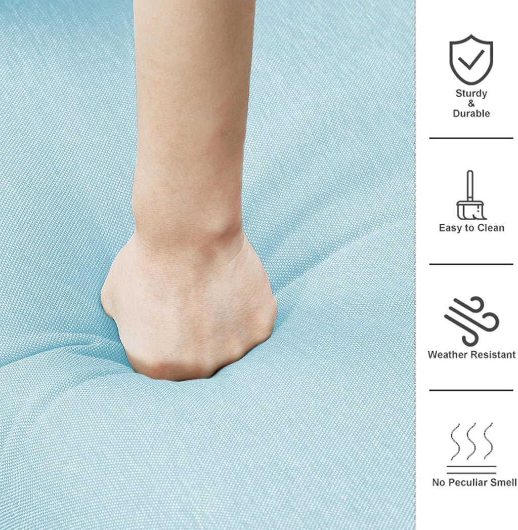 Rilyson Patio Cushions for Outdoor Furniture - 22×24 Inches High Back and Deep Seating Outdoor Cushion for Patio Chairs Sofa Couch Loveseat Water Resistant(Sky Blue/2 Set/Button)