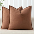 MIULEE Decorative Pillow Covers 18x18, 2 Pack Boho Farmhouse Neutral Throw Pillows for Couch, Terracotta Thick Textured Modern Linen Cushion Cases Sofa Bed Living Room Home Decor, Rust